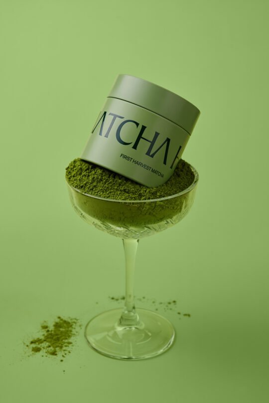 Healthy green tea matcha powder - product drink photography