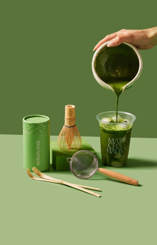 Healthy green tea matcha powder - product drink photography