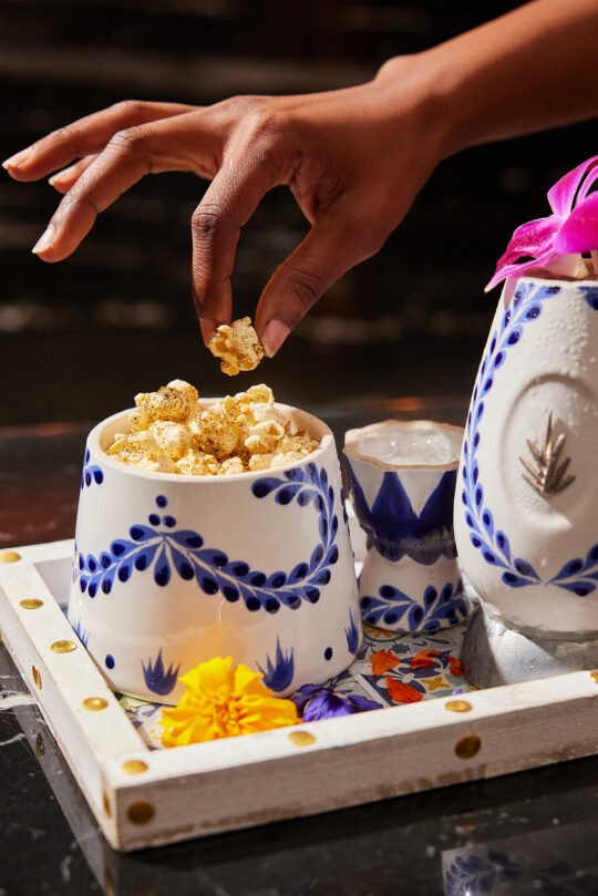 High end drink from shangri-la Hotel photograph in front of fireplace