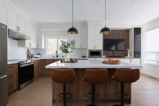 Interior photography of Bright minimalist kitchen, modern and minimalist look
